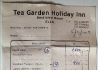 Účtenka z Tea Garden Holiday Inn
